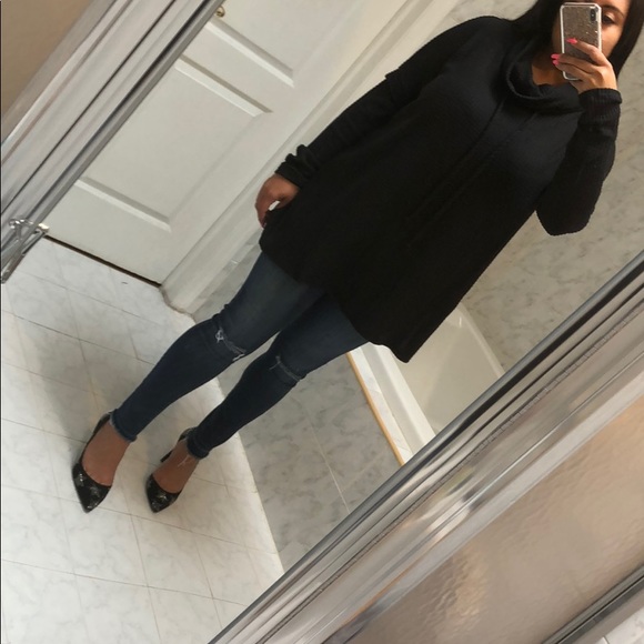 WAFFLE KNIT COWL NECK TUNIC TOP - Picture 6 of 8